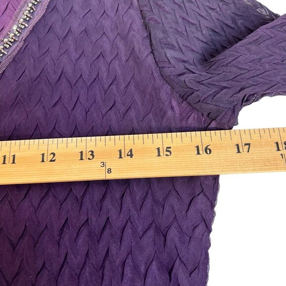 Komarov Womens Layered Purple V-Neck Tiered Chiffon Fit & Flare Dress Size L - Picture 14 of 16